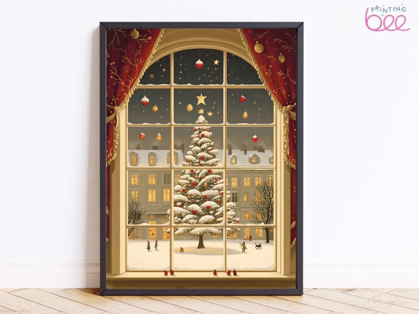 Christmas Tree Window View Canvas Art Print
