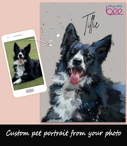 Custom Splatter Paint Dog Portrait | Personalised Pet Art Print | Pet Memorial Gift