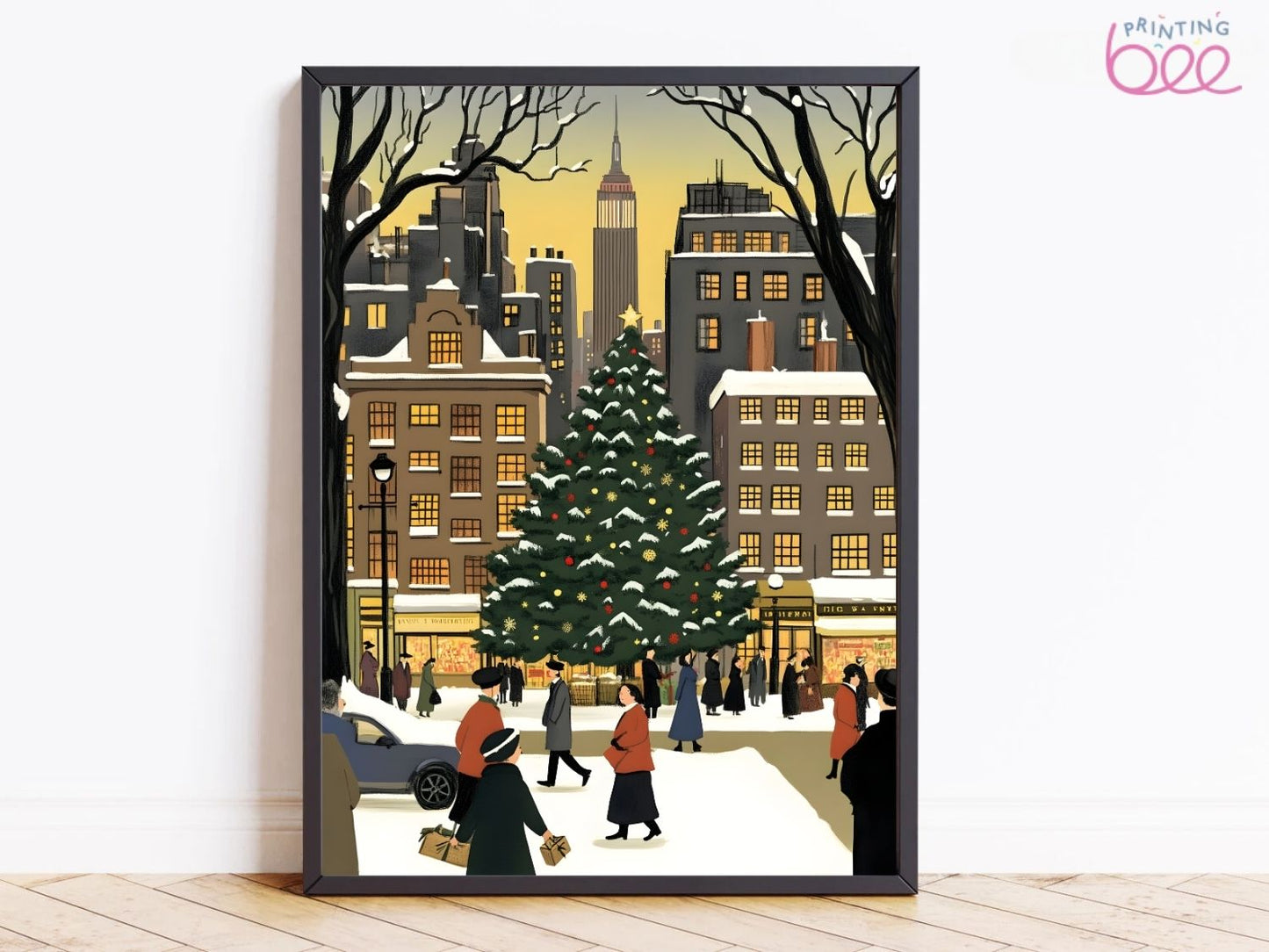 Festive Christmas Town Square Canvas Print