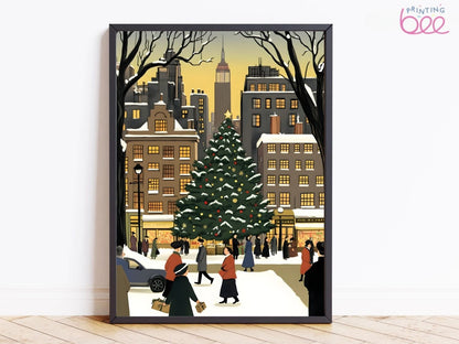 Festive Christmas Town Square Canvas Print