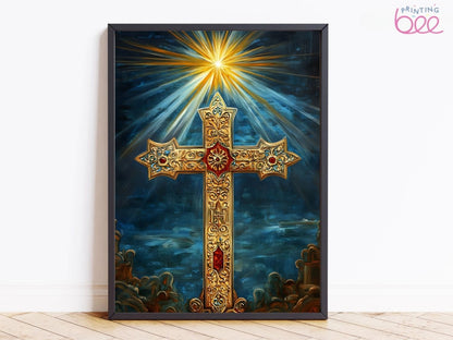 Golden Cross Radiance Canvas Print