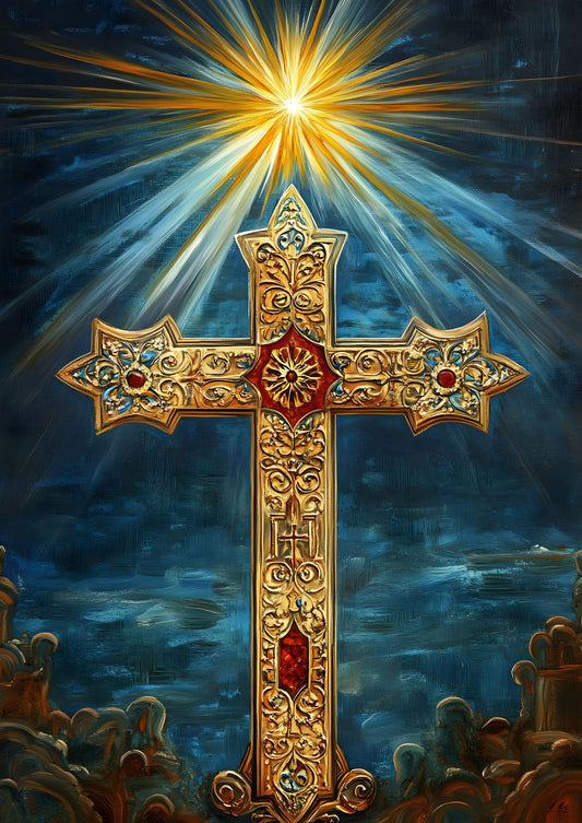 Golden Cross Radiance Canvas Print