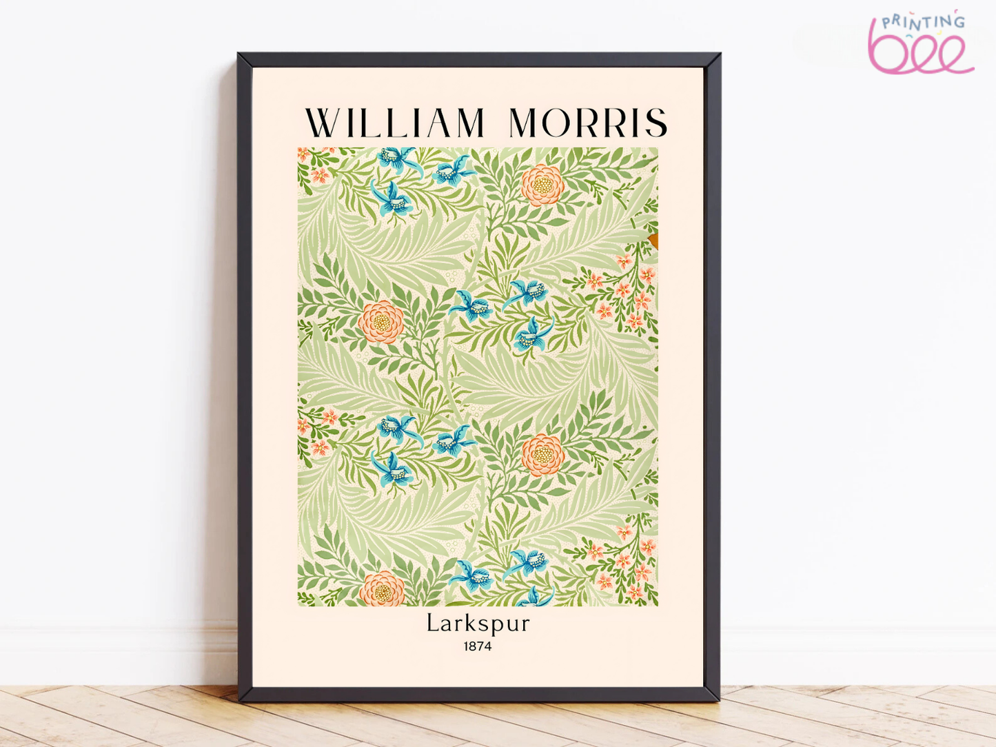 William Morris "Larkspur" Canvas Print - 1874 Floral Art Nouveau Pattern