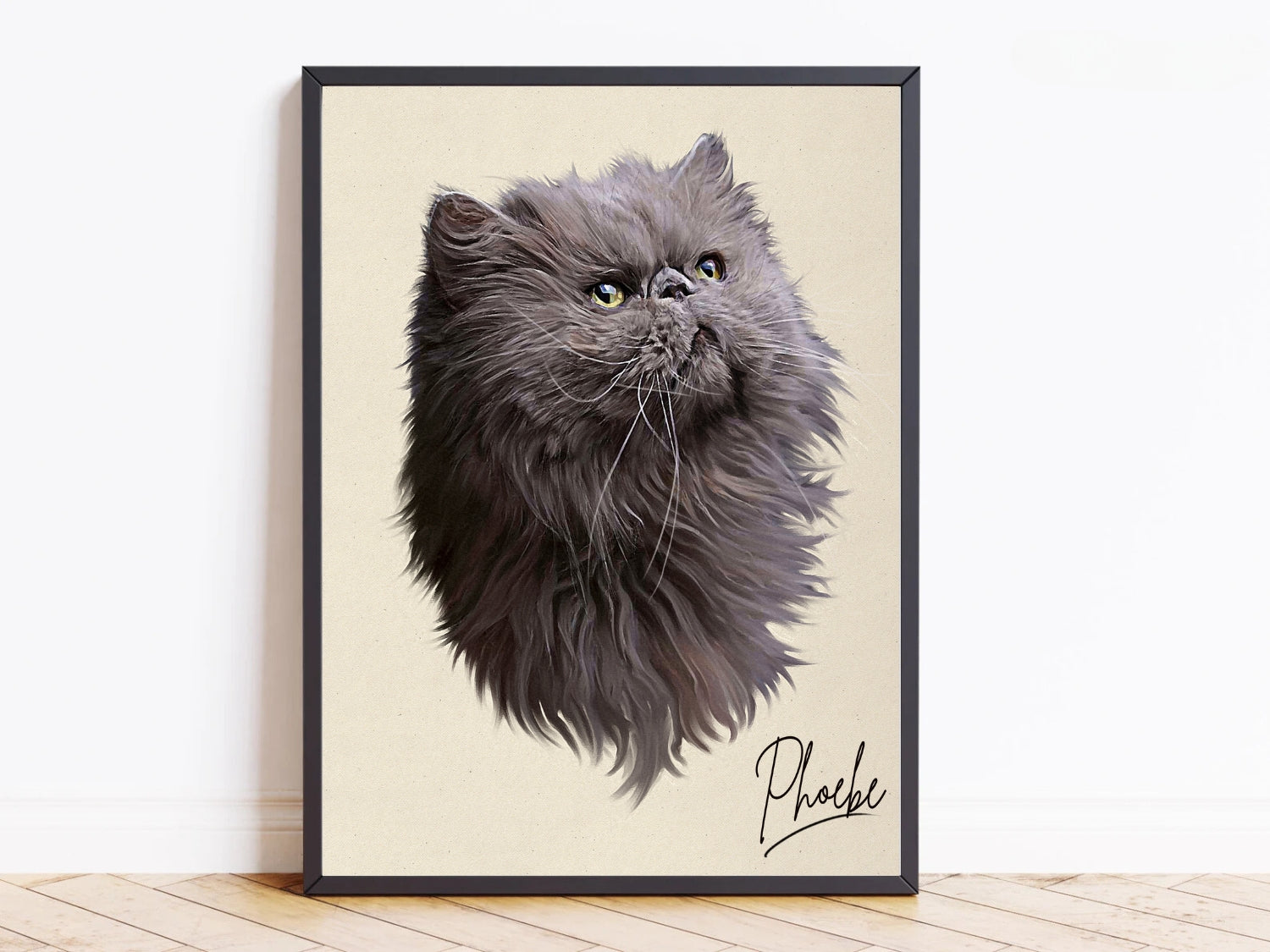 Hand Painted Cat Portrait From Photo - Personalised Cat Painting Gift - Canvas, Framed, Prints