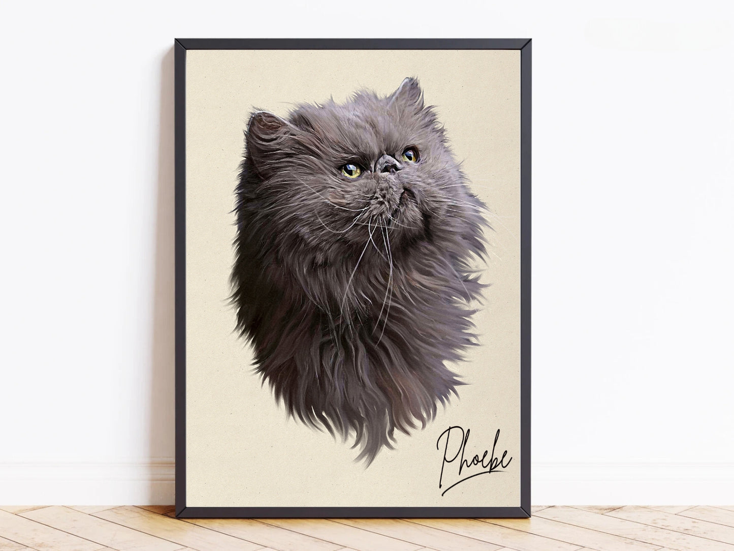 Hand Painted Cat Portrait From Photo - Personalised Cat Painting Gift - Canvas, Framed, Prints