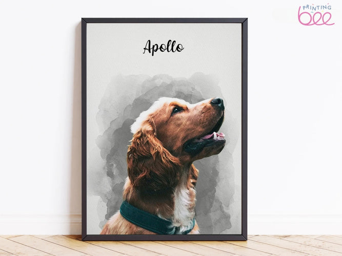 Watercolour Pet Portrait From Photo | Dog Portrait, | Pet Memorial Gift - Personalised Gift for Her