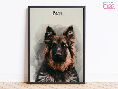 Watercolour Pet Portrait From Photo | Dog Portrait, | Pet Memorial Gift - Personalised Gift for Her
