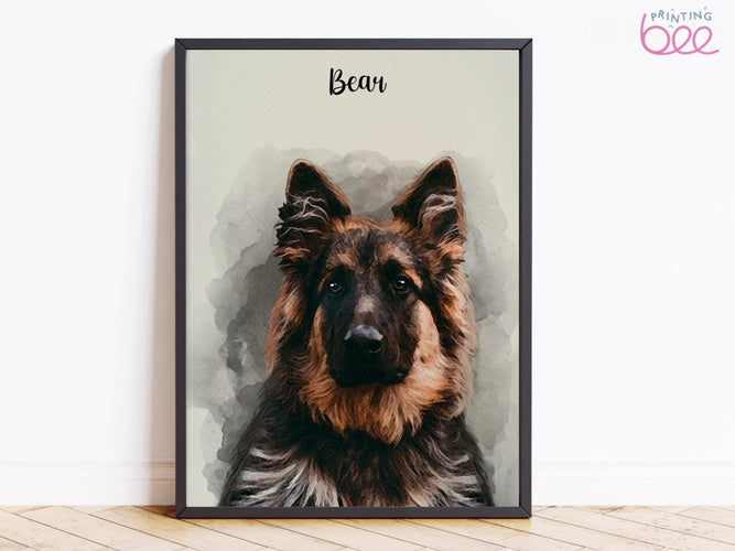 Watercolour Pet Portrait From Photo | Dog Portrait, | Pet Memorial Gift - Personalised Gift for Her