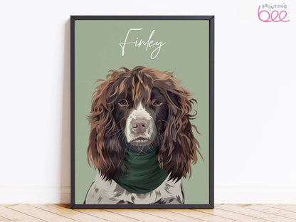 Hand-Drawn Pet Portrait | Personalised Dog & Cat Wall Art | Custom Portrait from Photo