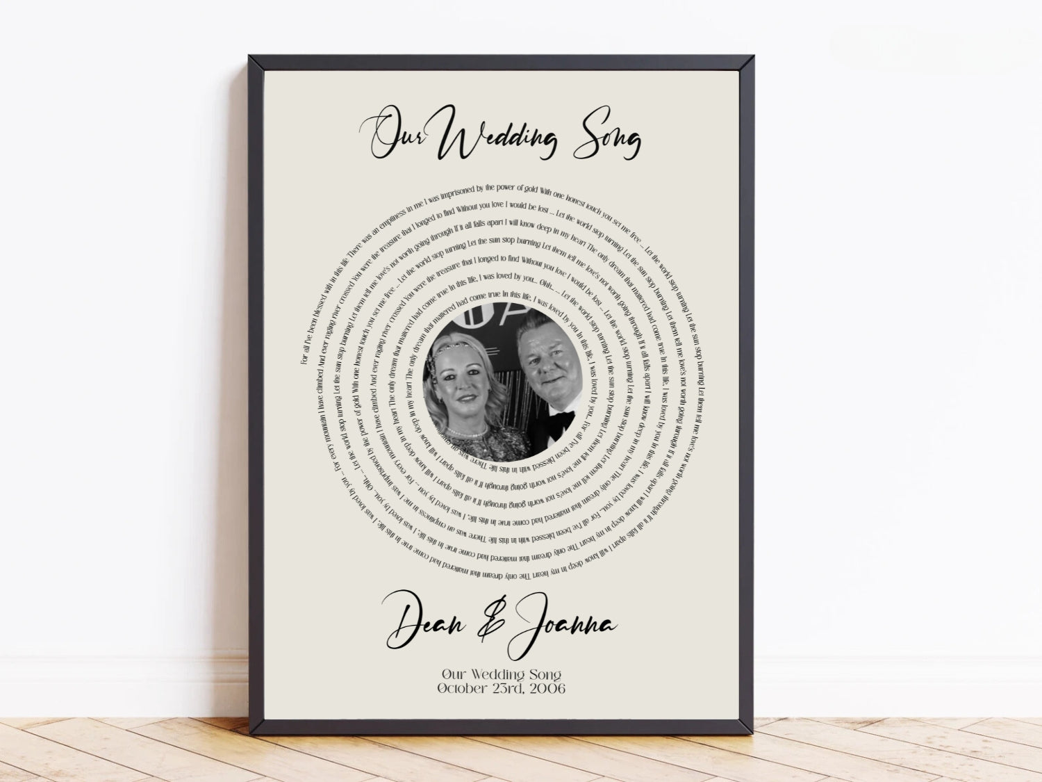 Personalised Song Lyrics Print — Custom Vinyl Record Music Gift | Canvas or Framed