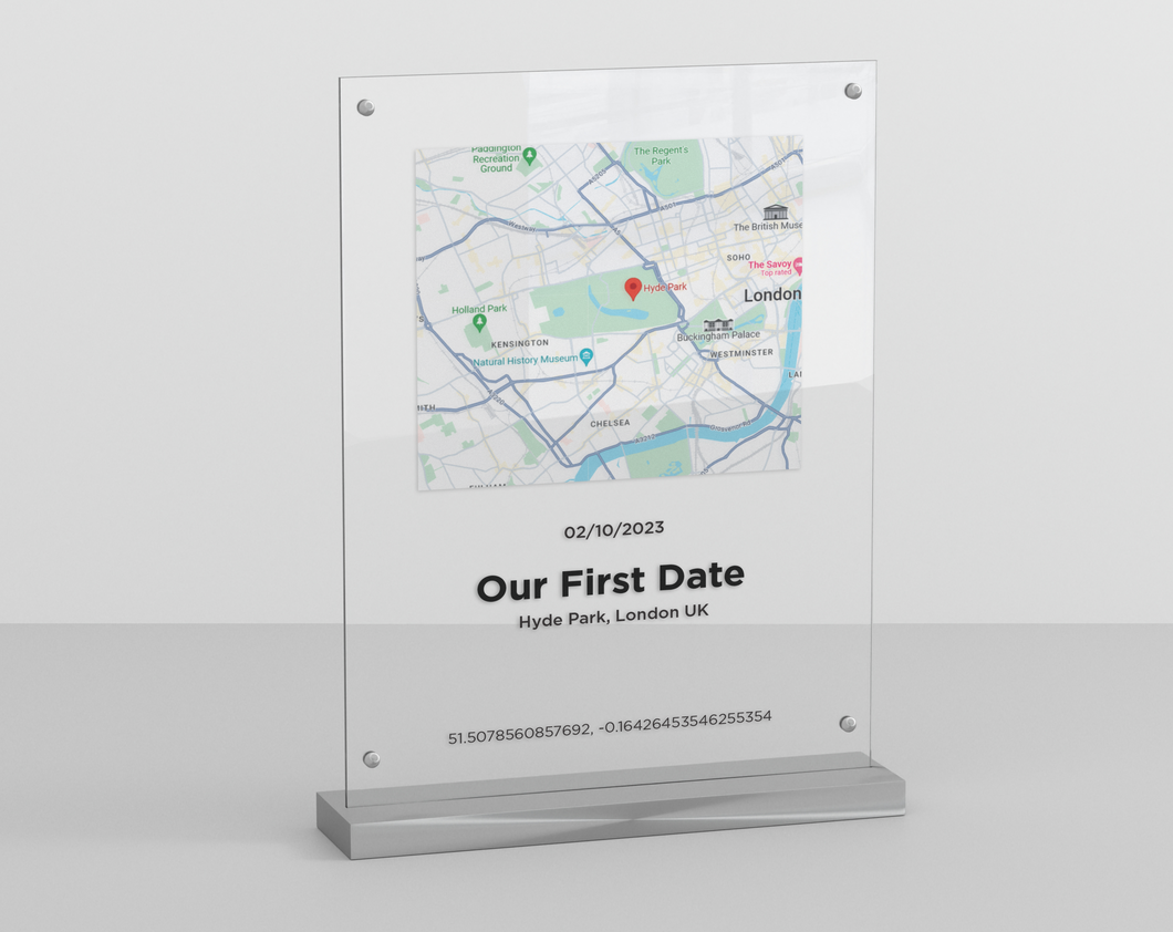 Personalised Map Plaque for Couples with Date and Location