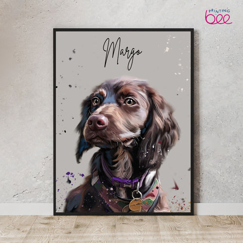 Custom Splatter Paint Dog Portrait | Personalised Pet Art Print | Pet Memorial Gift