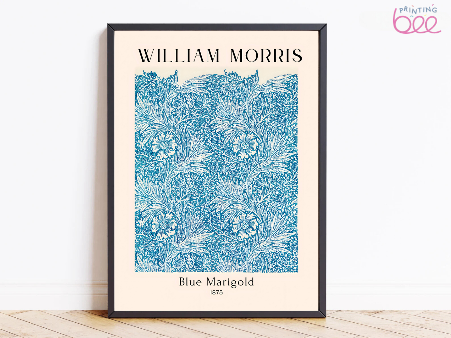 William Morris "Blue Marigold" Pattern Canvas Print (1875) - Classic Art for Elegant Interiors