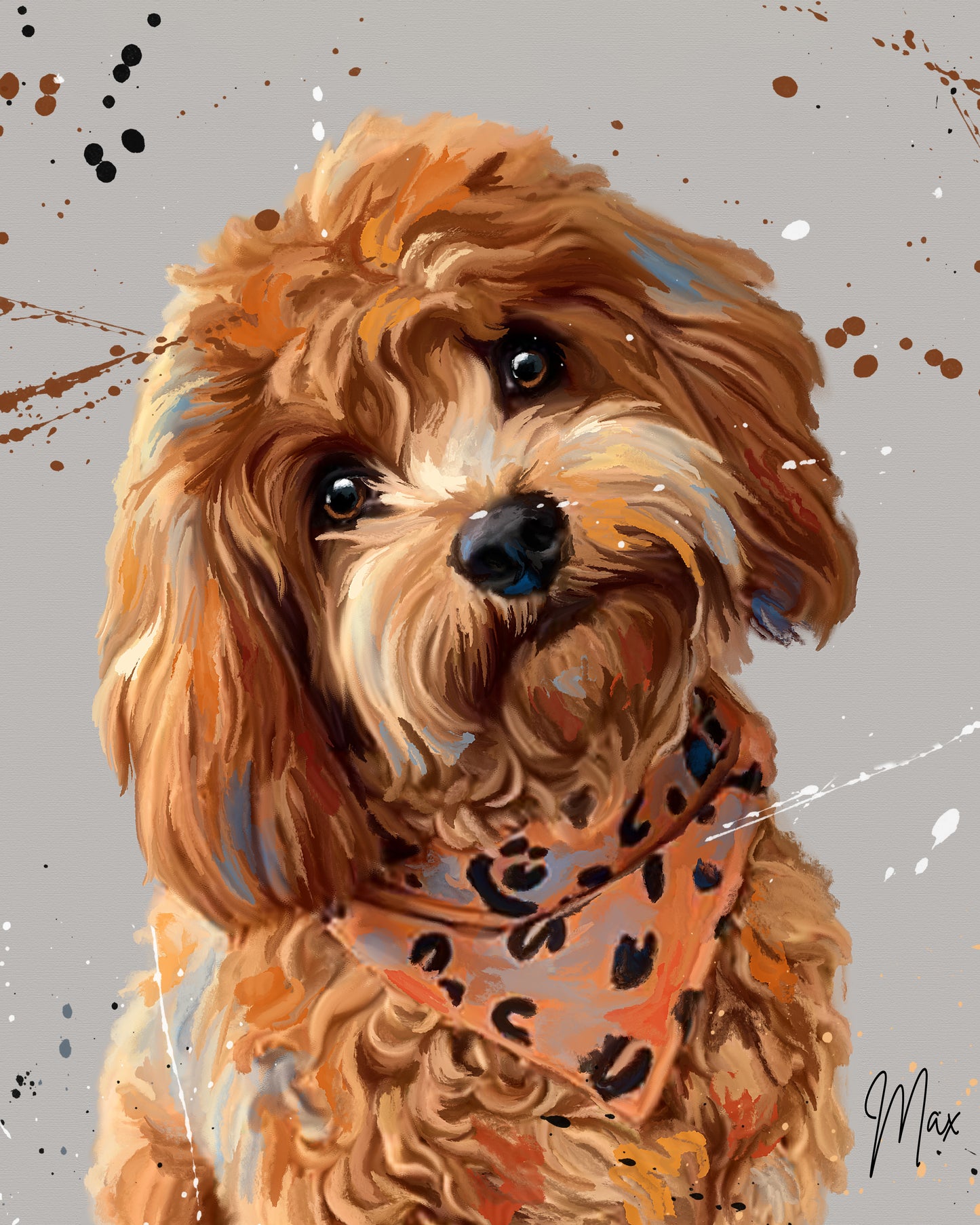 Custom Splatter Paint Dog Portrait | Personalised Pet Art Print | Pet Memorial Gift