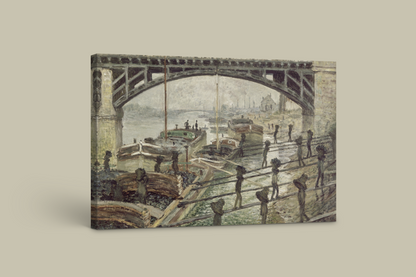 Monet's "Coal Workers at the Bridge" - Industrial Charm Canvas Print