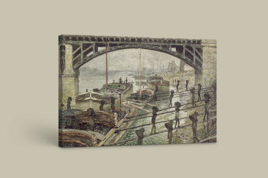 Monet's "Coal Workers at the Bridge" - Industrial Charm Canvas Print