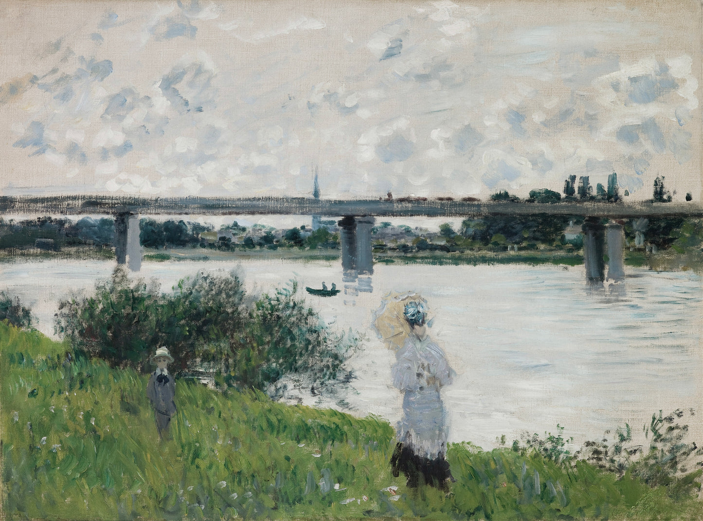 Monet's "The Bridge at Argenteuil" - Timeless Impressionist Landscape Canvas Print