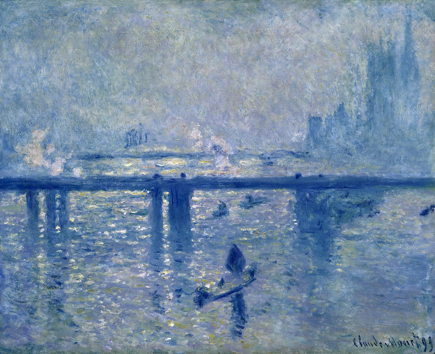 Monet’s Charing Cross Bridge – Impressionist Elegance on Canvas