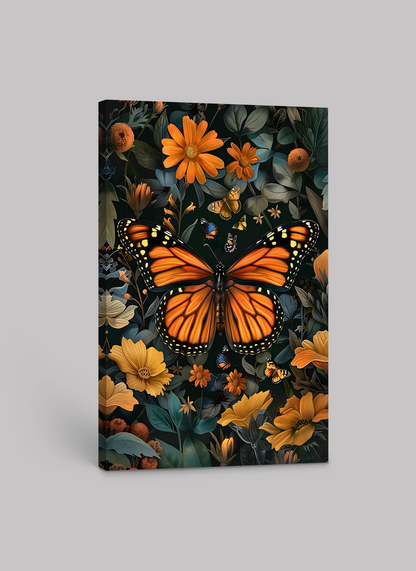 William Morris Monarch Butterfly Motif – Bold Floral Art Print on Canvas and Paper