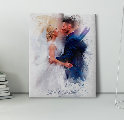 Personalised Watercolour Portrait - Photo to Watercolor Paint - On Canvas, Framed, Prints