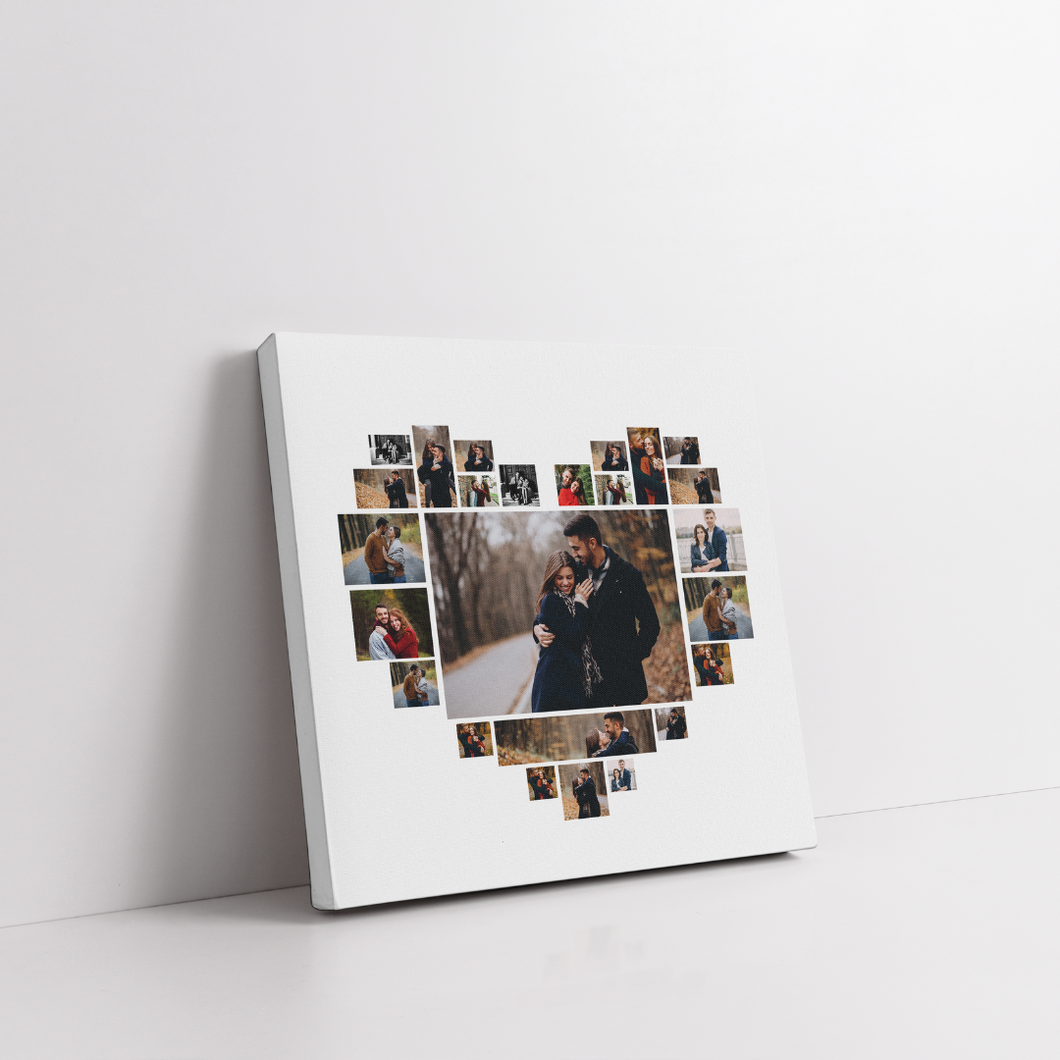 Personalised Heart Shaped Canvas Collage