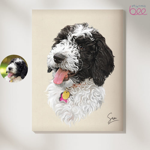 Custom Pet Portrait on Canvas or Art Paper | 'Hand' Painted Pet Portrait From Photo | Pet Memorial Gift