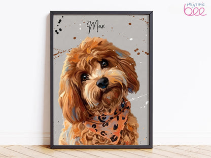 Custom Splatter Paint Dog Portrait | Personalised Pet Art Print | Pet Memorial Gift