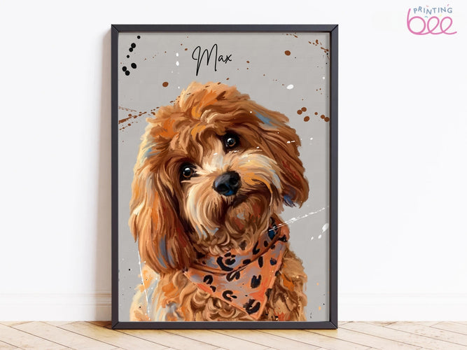Custom Splatter Paint Dog Portrait | Personalised Pet Art Print | Pet Memorial Gift