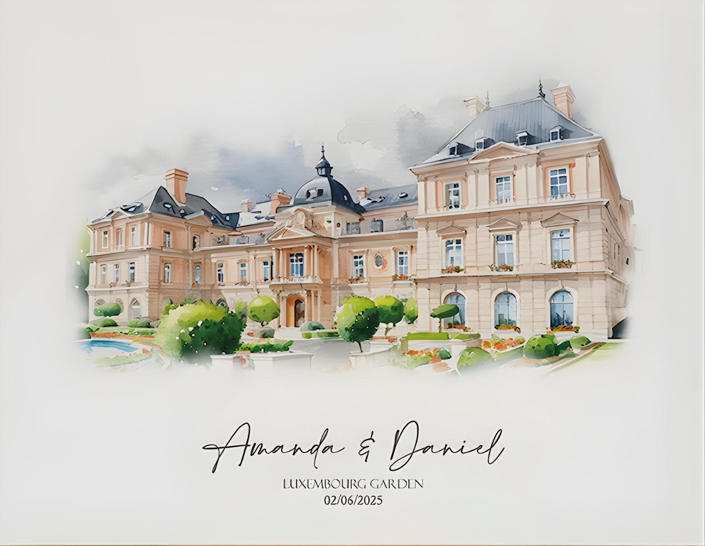 Personalised Wedding Venue Watercolour Portrait From Photo | First Date & Anniversary Gift | Custom Canvas or Framed