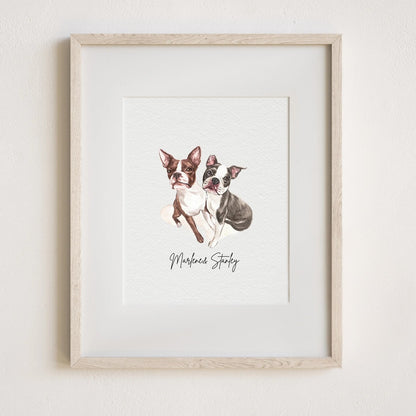 Mini Watercolour Pet Portrait From Photo - Personalised Dog Painting - Pet Memorial Gift