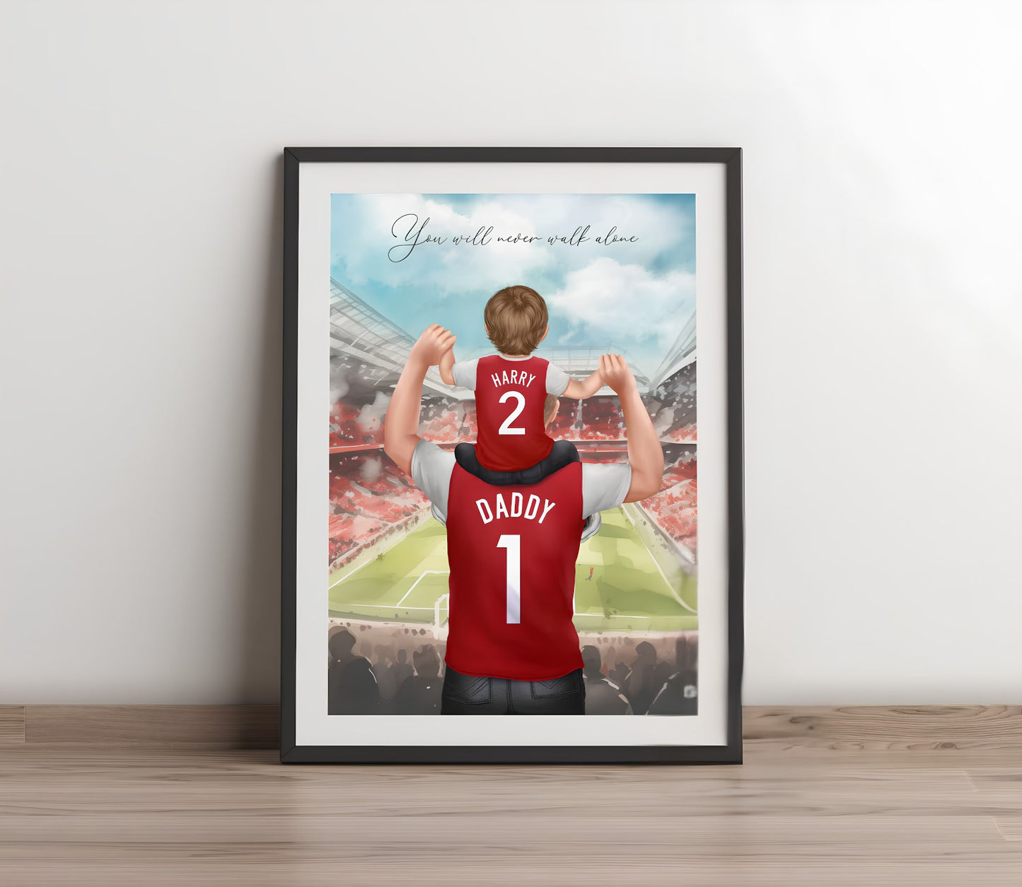 Personalised Father's Day Football Print, Custom Dad Daddy Grandad Daughter Son Family Illustration Gift