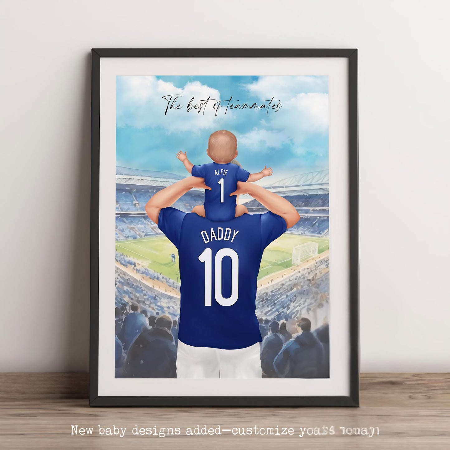 Personalised Father's Day Football Print, Custom Dad Daddy Grandad Daughter Son Family Illustration Gift