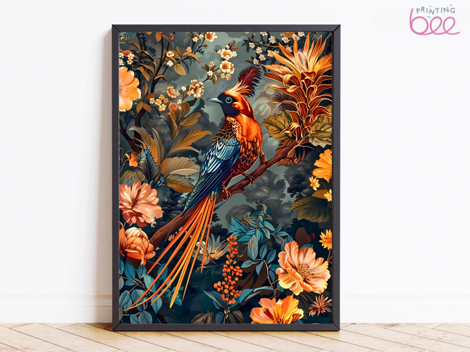William Morris Inspired Bird & Floral Art Print – Canvas or Fine Art Paper