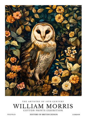 William Morris Owl Motif (Cotton Prints Exhibition) – Art Print on Canvas and Paper