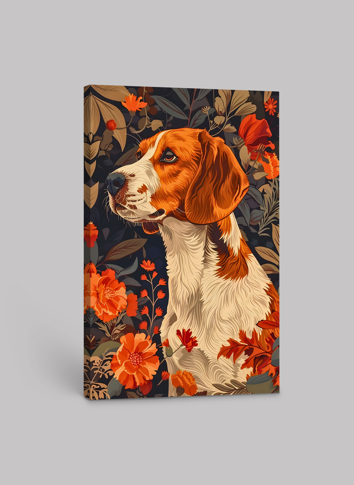 William Morris Beagle Motif – Elegant Floral Art Print on Canvas and Paper
