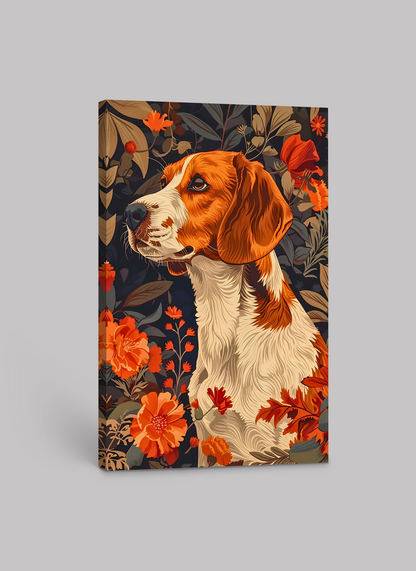 William Morris Beagle Motif – Elegant Floral Art Print on Canvas and Paper