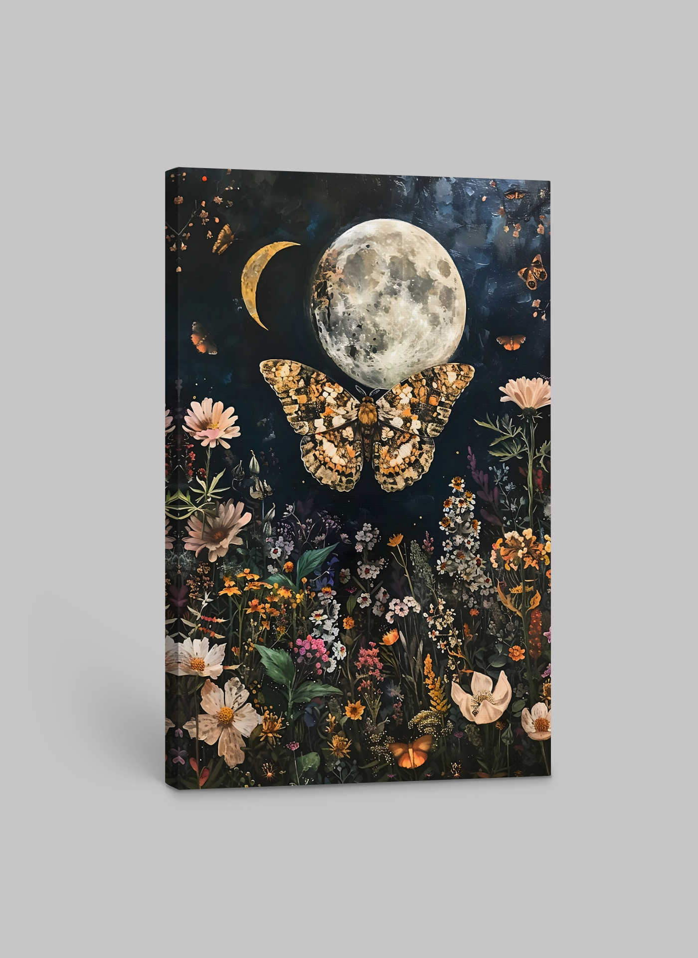 William Morris Moonlit Moth Motif – Mystical Night Garden Art Print on Canvas and Paper