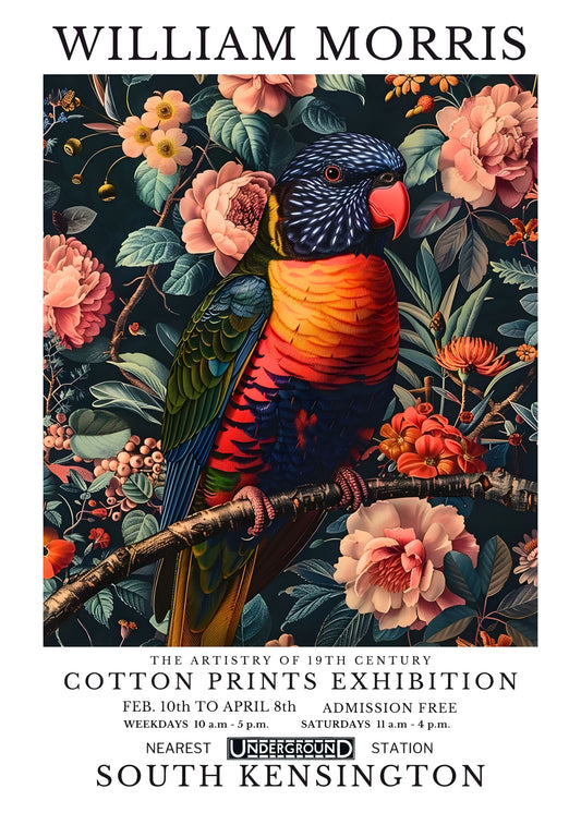 William Morris Parrot Garden – Vibrant Art Print on Canvas or Paper