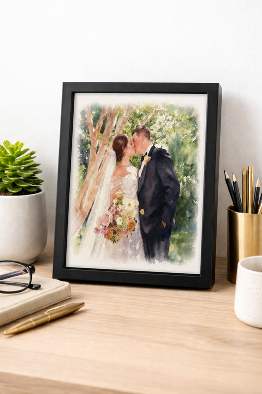 Framed anniversary portrait desk print