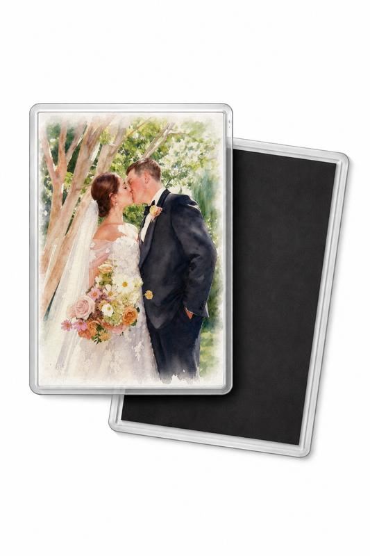 Custom anniversary portrait fridge magnet