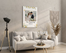 Load image into Gallery viewer, Personalised White Daisy Wedding Photo Canvas Frames
