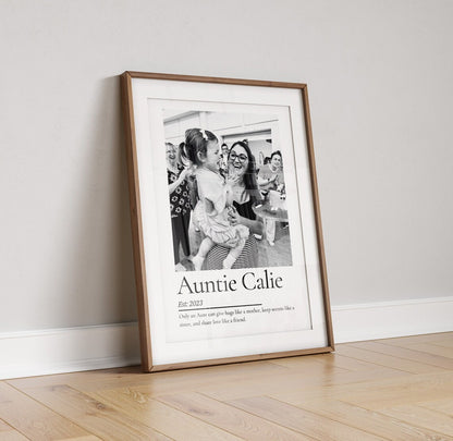 Personalised Auntie Gift Print, Photo Gift from Nephew Niece, Aunty Birthday Gift, Mothers Day Gift, Sister Birthday Gift from Child for Her