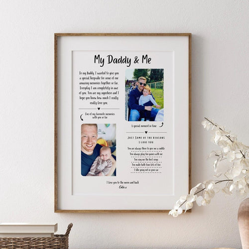 Custom Daddy Print, Family Photo Gift, Dad Birthday Present, Fathers Day Gift, Personalised Birthday Gift from Son Daughter, Special Gift