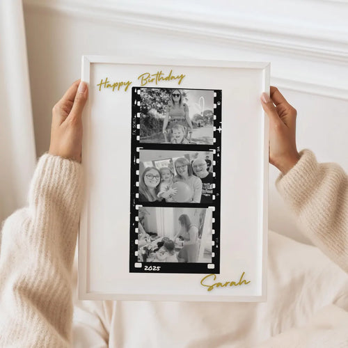 Personalised Happy Birthday Signature Print, Birthday Gift Colleague, Signable Birthday Art, Milestone Photo Family Gift, Customisable Print