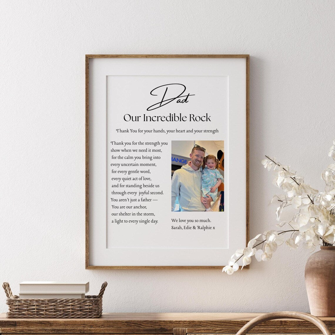 Personalised Fathers Day Gift, Daddy Gift from Baby, Custom Photo Frame for Dad, Sentimental Gift for Him, Daddy Poem Print, New Dad Gift