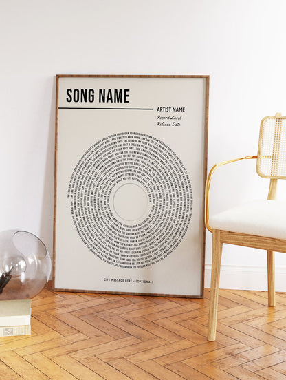 Personalised Song Lyrics Print - Custom Lyric Wall Art - Wedding & Anniversary Gift