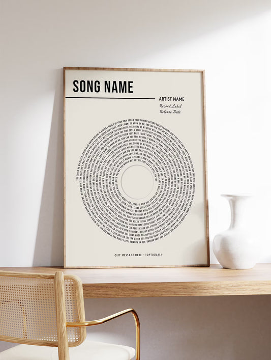 Personalised Song Lyrics Print - Custom Lyric Wall Art - Wedding & Anniversary Gift