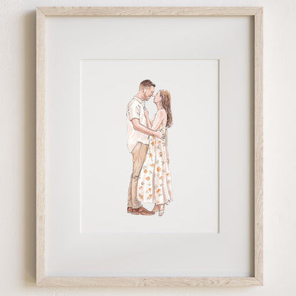 Personalised Father's Day Family Portrait From Photo, Watercolour Painting Gift for Dad Daddy Grandad