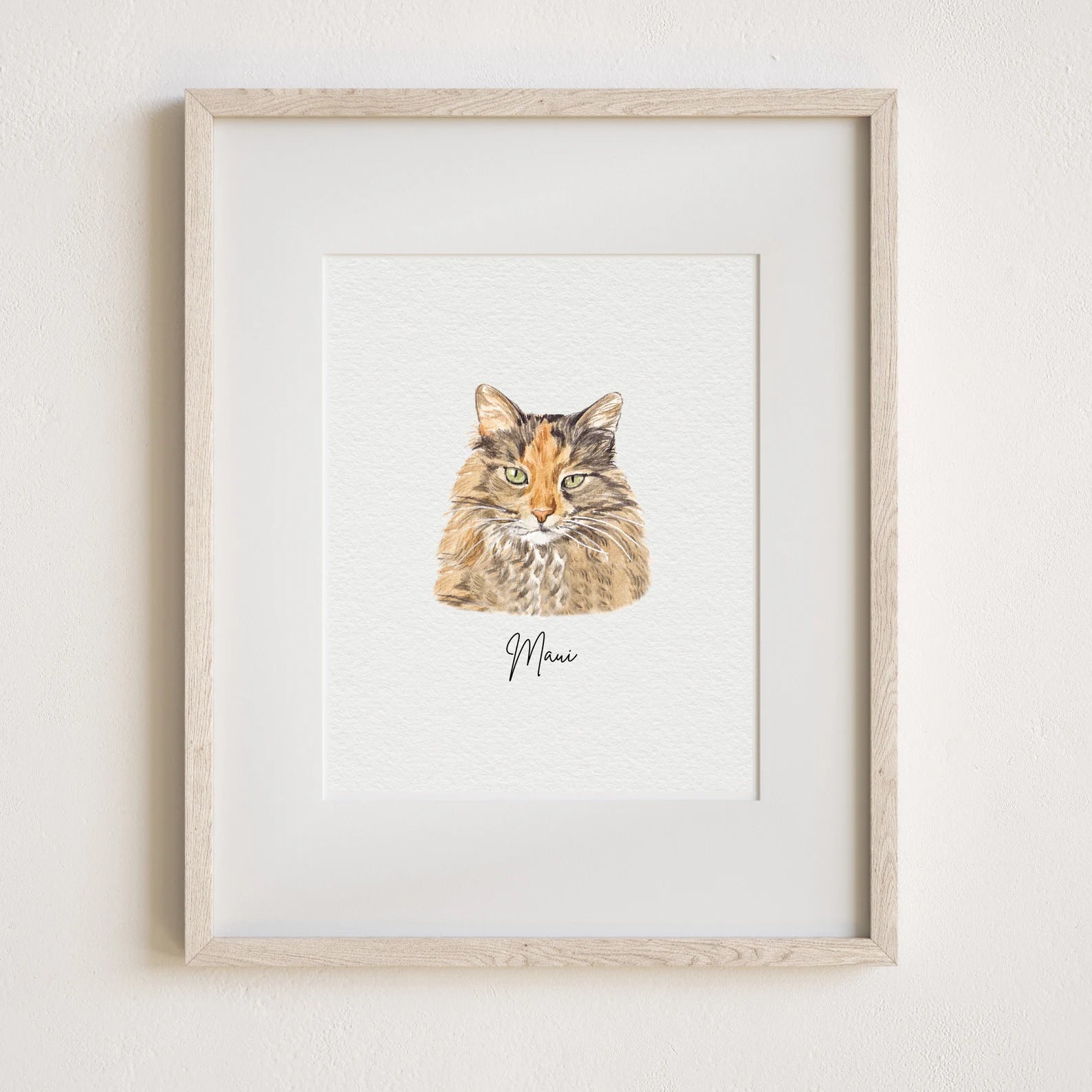 Personalised Cat Memorial Gift - Watercolour Cat Portrait From Photo - Canvas, Framed, Prints