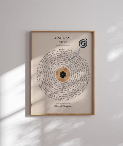 Song Lyrics Poster - Personalised Music Print Gift - Custom Lyric Wall Art